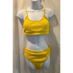 Yellow Bikini - Textured Stripe - NWOT - Size M